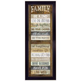 "Family Rules Shutter" By Marla Rae, Printed Wall Art, Ready To Hang Framed Poster, Black Frame