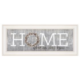 "Home-Where Our Story Begins" by Marla Rae, Ready to Hang Framed print, White Frame