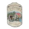 Welcome Sign, "Buggy" Porch Decor, Resin Slate Plaque, Ready To Hang Decor