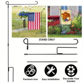 Garden Flag Stand Flagpole Weatherproof Wrought Iron Coated Yard Flag Holder For Yard Flag Party Banner Fits 11.8x17.7in Flag (Excluding Flags)