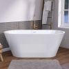 55 Inch Acrylic Freestanding Bathtub Contemporary Soaking White Tub with Overflow and Pop-up Drain Gloss White