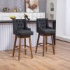 COOLMORE Bar Stools Set of 2 Counter Height Chairs with Footrest for Kitchen