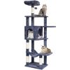 VEVOR Cat Tree 60.6" Cat Tower with Cat Condo Sisal Scratching Post Dark Grey