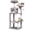 VEVOR Cat Tree 56.2" Cat Tower with Cat Condo Sisal Scratching Post Light Grey