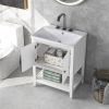 [VIDEO] 24" White Modern Sleek Bathroom Vanity Elegant Ceramic Sink with Solid Wood Frame Open Style Shelf