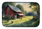 Chicken Coop at Dawn Dish Drying Mat Absorbent Dish Drying Mat Pad for Kitchen Counter Dish Drainer Mat for Countertop, 14 x 21", Multicolor