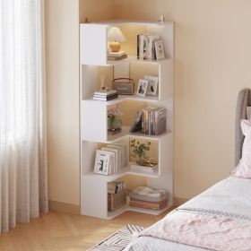 FCH 5-layer L-shaped corner display rack particle board 60*60*165cm white