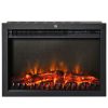 24" Electric Fireplace Insert, Retro Recessed Fireplace Heater with Realistic Flame, Remote Control and Adjustable Brightness, 750/1500W, Black