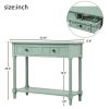 Console Table Traditional Design with Two Drawers and Bottom Shelf Acacia Mangium (Retro blue)