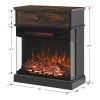 25 inch Stand Side Table with 3-Sided glass Electric Fireplace