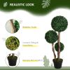 Artificial Plant for Home Decor Indoor & Outdoor Fake Plants Artificial Tree in Pot, 3 Ball Boxwood Topiary Tree for Home Office, Living Room Decor