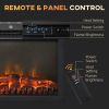 24" Electric Fireplace Insert, Retro Recessed Fireplace Heater with Realistic Flame, Remote Control and Adjustable Brightness, 750/1500W, Black