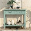 Console Table Traditional Design with Two Drawers and Bottom Shelf Acacia Mangium (Retro blue)