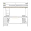 Full Size Loft Bed with U-shaped Desk, Drawers and Storage Shelves, White