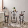 3 Bar Table and Chairs Set for Dining Room Industrial Counter Height Bar Chairs with Metal Back, Fabric Seat