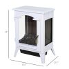 23" Electric Fireplace Heater, Fire Place Stove with Realistic LED Flames and Logs and Overheating Protection, 750W/1500W, White