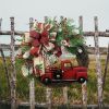 1pc, Christmas Wreath Red Truck Decoration, Large Door Front Wreath, Door Hanging, Christmas Decorations, Home Decoration Wreath