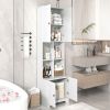 Tall and Wide Bathroom Floor Storage Cabinet, Bathroom Storage Unit, Freestanding Cabinet with 4 Doors, Adjustable Shelves, Open multi-layer Shelves