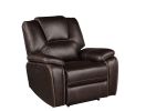 Hong Kong Power Reclining Chair made with Faux Leather in Brown