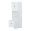 Tall and Wide Bathroom Floor Storage Cabinet, Bathroom Storage Unit, Freestanding Cabinet with 4 Doors, Adjustable Shelves, Open multi-layer Shelves