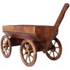 Wood Wagon Flower Planter Pot Stand W/Wheels Home Garden Outdoor Decor