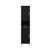 Double Door Narrow Height Slim Floor Standing Cabinet with 2 Adjustable Shelves-Black