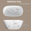 55 Inch Acrylic Freestanding Bathtub Contemporary Soaking White Tub with Overflow and Pop-up Drain Matte White