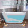 55 Inch Acrylic Freestanding Bathtub Contemporary Soaking White Tub with Overflow and Pop-up Drain Gloss White