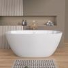 55 Inch Acrylic Freestanding Bathtub Contemporary Soaking White Tub with Overflow and Pop-up Drain Matte White