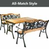 Garden Bench Chair Outdoor Wooden Loveseat with Iron Armrest