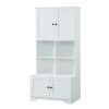 Tall and Wide Bathroom Floor Storage Cabinet, Bathroom Storage Unit, Freestanding Cabinet with 4 Doors, Adjustable Shelves, Open multi-layer Shelves