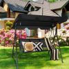 3-person garden swing black