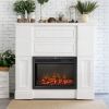 24" Electric Fireplace Insert, Retro Recessed Fireplace Heater with Realistic Flame, Remote Control and Adjustable Brightness, 750/1500W, Black