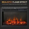 24" Electric Fireplace Insert, Retro Recessed Fireplace Heater with Realistic Flame, Remote Control and Adjustable Brightness, 750/1500W, Black