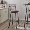 3 Bar Table and Chairs Set for Dining Room Industrial Counter Height Bar Chairs with Metal Back, Fabric Seat