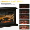 31" Electric Fireplace with Dimmable Flame Effect and Mantel, Freestanding Space Heater with Log Hearth and Remote Control, 1400W, Brown