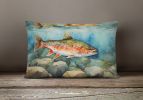 Nautical Collection Throw Pillow Throw Pillow for Indoor Couch Bed Outdoor Patio Washable, Brook Trout 2774,12Hx16W