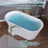 55 Inch Acrylic Freestanding Bathtub Contemporary Soaking White Tub with Overflow and Pop-up Drain Gloss White