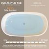 55 Inch Acrylic Freestanding Bathtub Contemporary Soaking White Tub with Overflow and Pop-up Drain Matte White