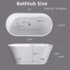 55 Inch Acrylic Freestanding Bathtub Contemporary Soaking White Tub with Overflow and Pop-up Drain Gloss White