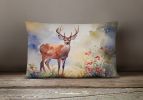 NEW Watercolor Wildlife Throw Pillow Throw Pillow for Indoor Couch Bed Outdoor Patio Washable, Deer 2904,12Hx16W