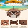 8-Person Outdoor Circular Wooden Picnic Table with 3 Built-in Benches for Patio Backyard Garden, Gray