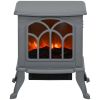 HOMCOM 17" Freestanding Electric Fireplace Stove, Fire Place Heater with Realistic Logs and Flame Effect and Overheat Protection, 750W/1500W, Gray