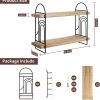 Wooden Double Bathroom Toiletries Organiser Wall Mounted Kitchen Mug Coffee Rack Ironwood Living Room Decorative Shelf