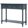 Console Table Traditional Design with Two Drawers and Bottom Shelf (Navy)