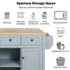 Kitchen Cart with Rubber wood Drop-Leaf Countertop ,Cabinet door internal storage racks