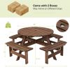 Patio 8 Seat Wood Picnic Dining Seat Bench Set