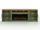 Bridgevine Home Vineyard 97 inch Fireplace TV Stand Console for TVs up to 100 inches, Minimal Assembly, Sage Green and Fruitwood Finish