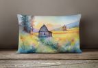 State Watercolor Flowers Throw Pillow Throw Pillow for Indoor Couch Bed Outdoor Patio Washable, Montana Bitterroot 1679,12Hx16W