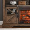 60 Inch Electric Fireplace Entertainment Center With Door Sensor-Reclaimed Barnwood Color